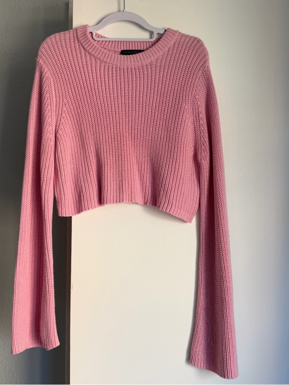 Cropped Knit Sweater Pink